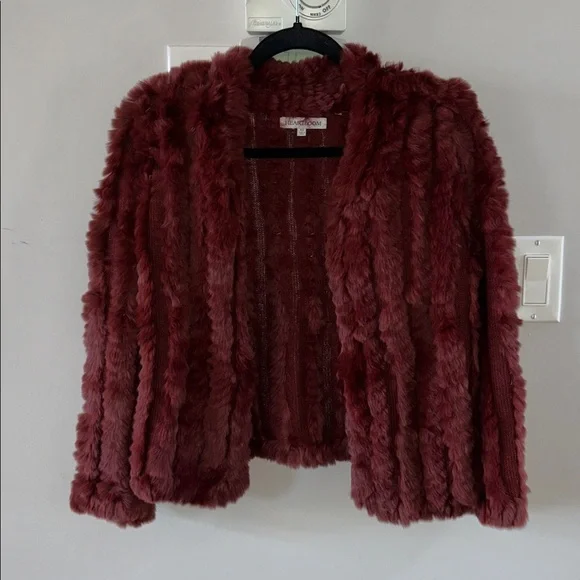 Heartloom Rosa Rabbit Fur Jacket Wine - Picture 6 of 12